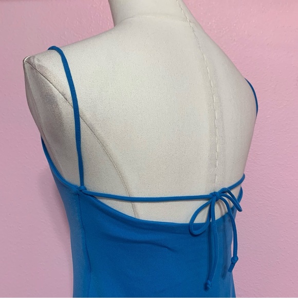 VTG Y2K Susana Monaco Vibrant Sleeveless Blue Midi Dress S - Picture 4 of 11